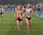 Jennifer Walsh (Spenborough AC)is beaten in a sprint finish by Emelia Gorecka, womens under-20s,  2012 McCain Liverpool Challenge.